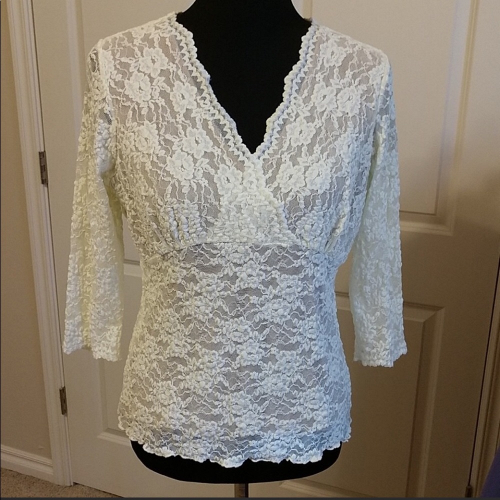CAbi Ivory Lace Top